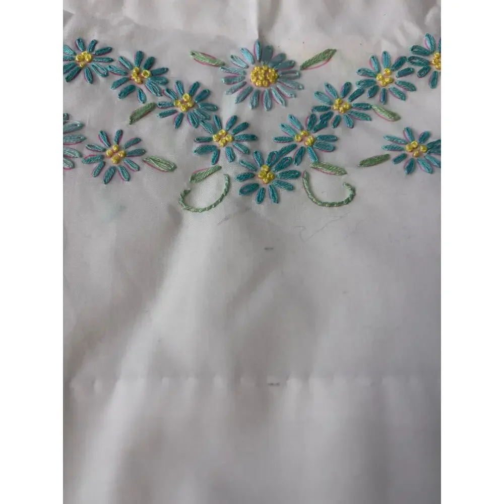 Embroidered King Size Pillowcase Floral Cottagecore Fairy Cottage Chic Shabby